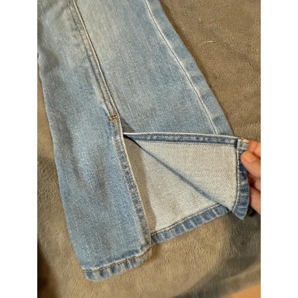 Oshkosh Size 5 Girl Light Wash Flare Jeans‎ Y2K Front Slit Causal Adjustable